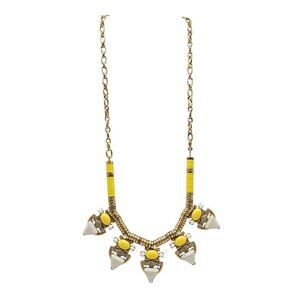 Stella and Dot Pavilion Yellow White Statement Necklace 27 in
